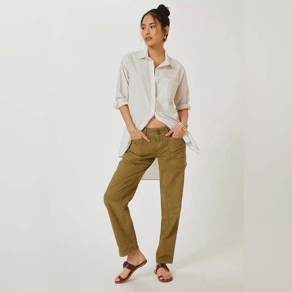 Pilcro Anthropologie Women’s The Wanderer Low-Rise Trousers Burnt Yellow Size 29 - Picture 1 of 12